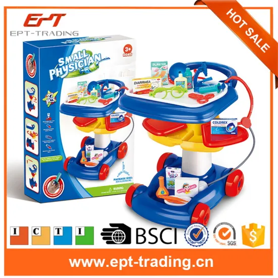 Plastic funny kids toy medical trolley doctor cart toy