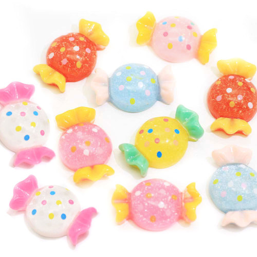 Multi Color Candy Shaped Resin Cabochon Kids Toy DIY Decoration Beads Charms Bedroom Desk Ornaments Beads Spacer