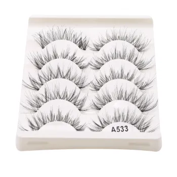 5Pair/Box Eyelashes 3D Artificial Fiber Long Lasting Lashes Women Volume Eyelashes Extension False Eyelashes