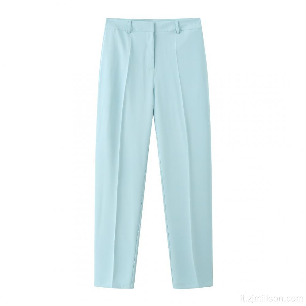 Donne Blue Stright-Gueg Long Pants