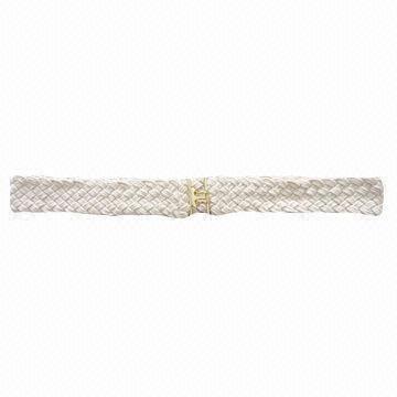 Women's fabric belt, cream color, nice shiny buckle