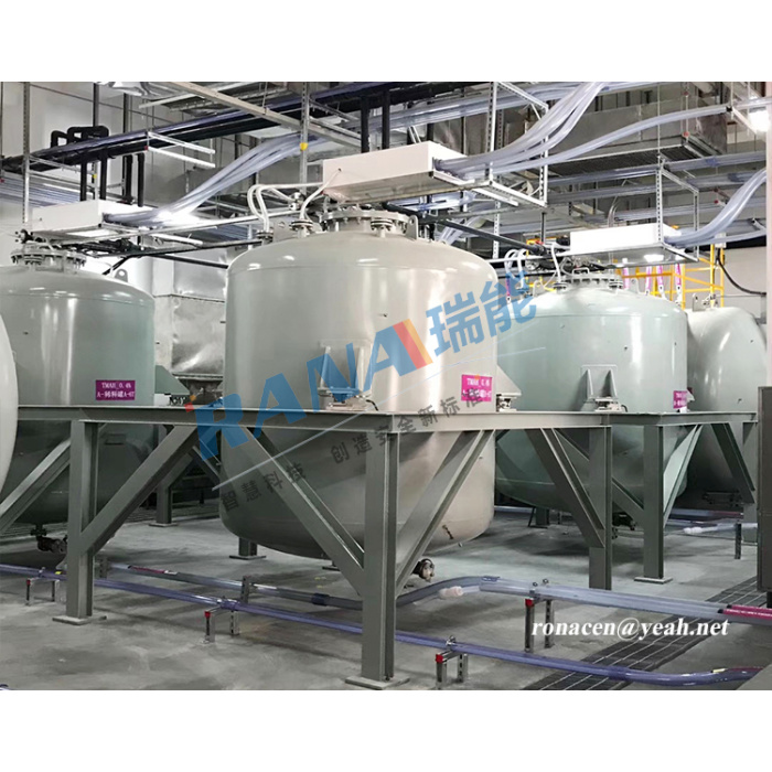 Сталёвы рэзервуар для захоўвання, абліцаваны лістом фторопласта PTFE