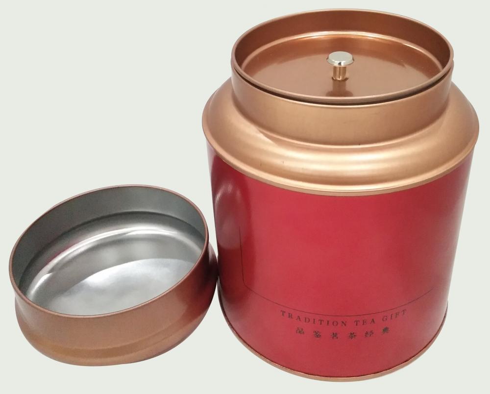 Red Coffee Tin Can with Double Lid