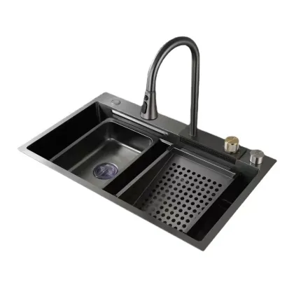 Handmade 304 Stainless Steel Feiyu Waterfall Nano Black Sink - Factory Wholesale