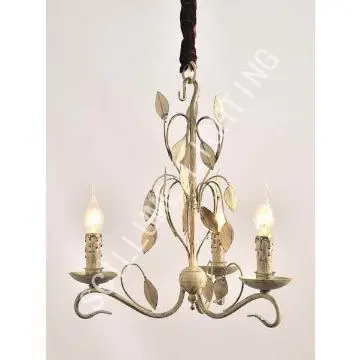 3-light leaf wrought iron chandeliers AFR