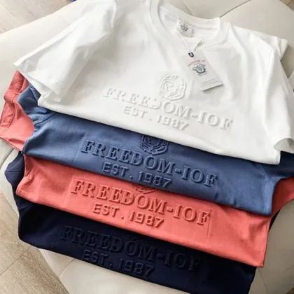 High Quality Organic Supima Cotton Men's Custom 3D Embossed Oversized Graphic T-Shirt