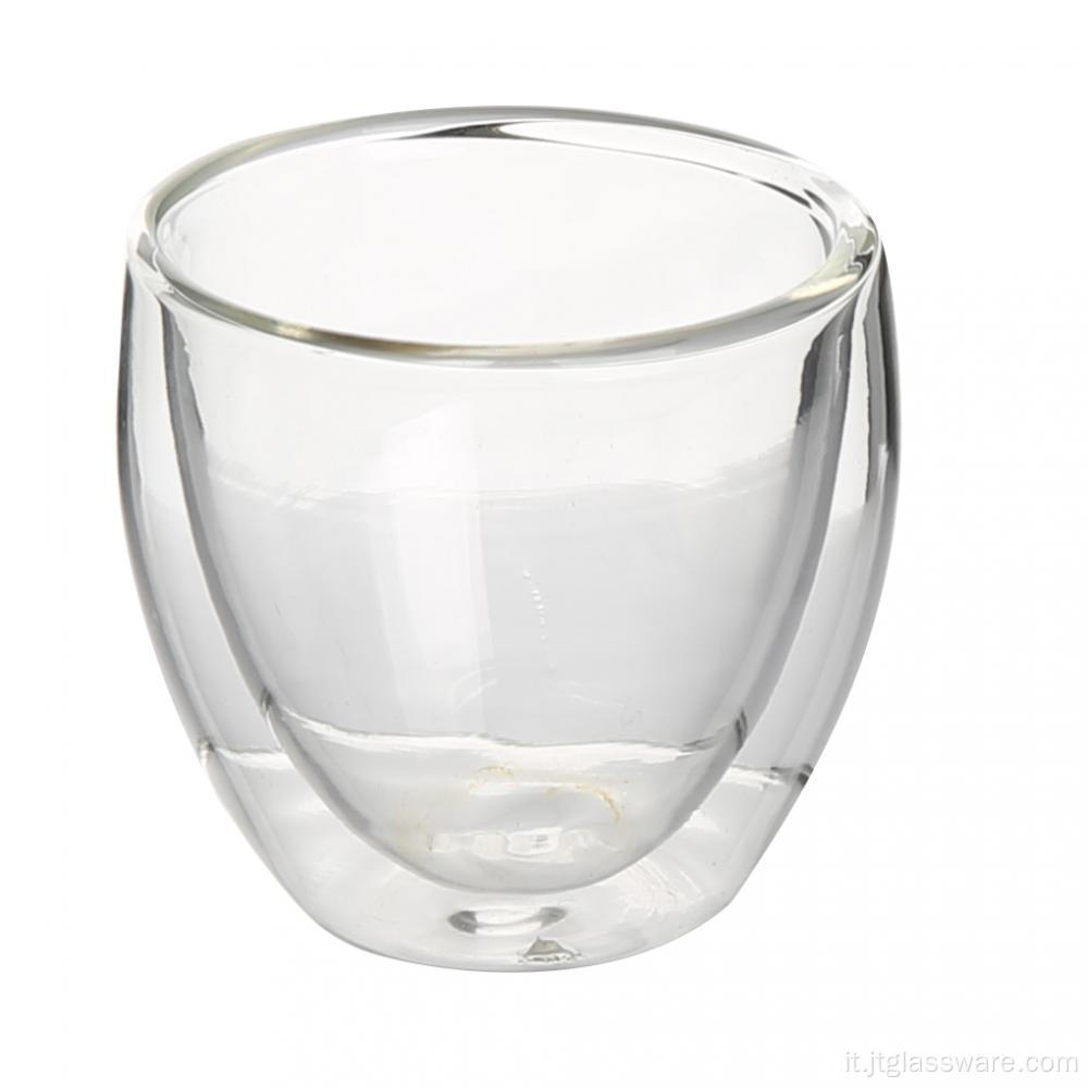 Tazza in vetro trasparente a doppia parete in vetro borosilicato