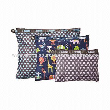 2014 Fashion Cosmetic Bags, Made of Printed Polyester with Canvas Trim