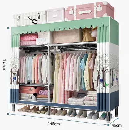Easy Installation Steel Tube Cloth Wardrobe for Home and Rental Houses