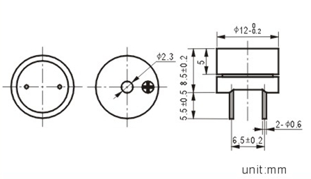 12x8.5mm piezo buzzer with pin