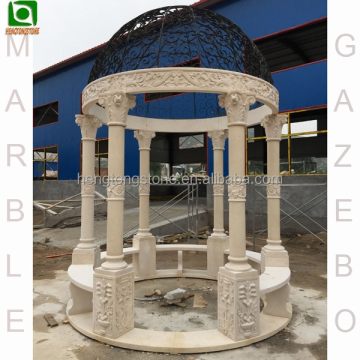 Handmade White Marble Round Wedding Stone Gazebo for Outdoor Park Garden Decoration