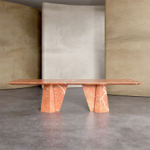 luxury red travertine cupola carved dining table