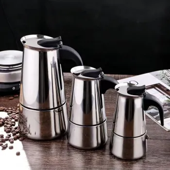 Best Price on High-Quality Metal Mocha Coffee Makers with Filters: Italian Style Sandblasted Coffee Pots