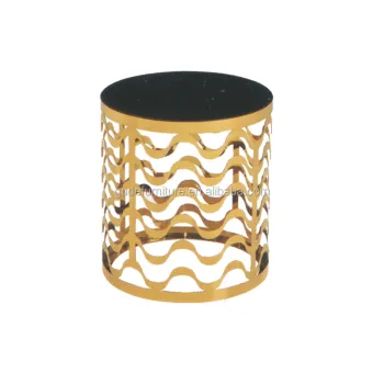Modern Black Marble Round Gold Coffee Table for Living Room or Bedroom
