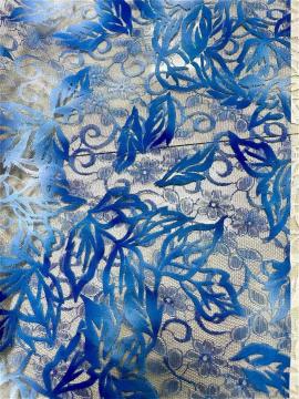 100% polyester printing colorful lace fabric