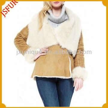 2014 New style women's ruby shawl collar double face sheepskin jacket