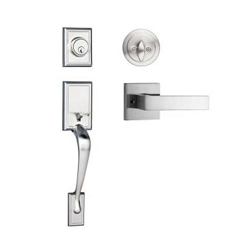 Alloia de zinco pesada Handleset da porta da porta da frente com um único cilindro Deadbolt