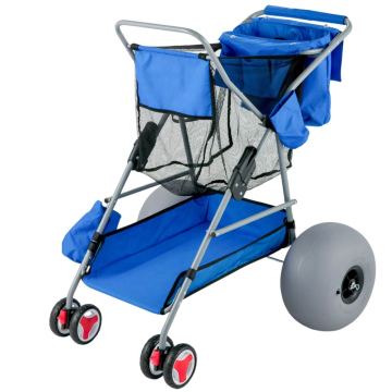 Portable Folding Trolley Dolly Wagon with Balloon Tires for Outdoor Camping and Beach
