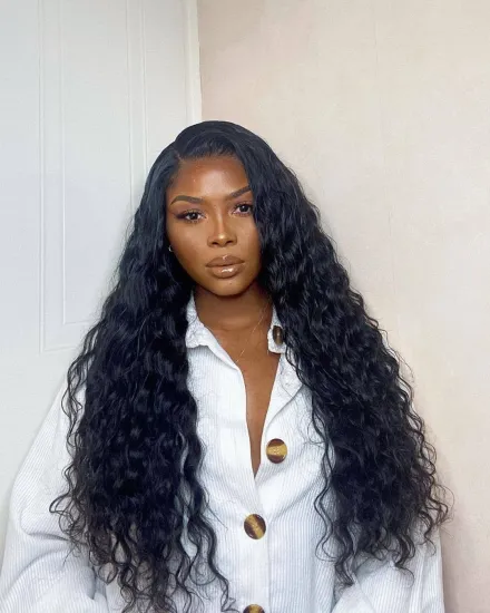 Water wave hair wigs 13*4 hair frontal transparent lace Hd lace good quality hair