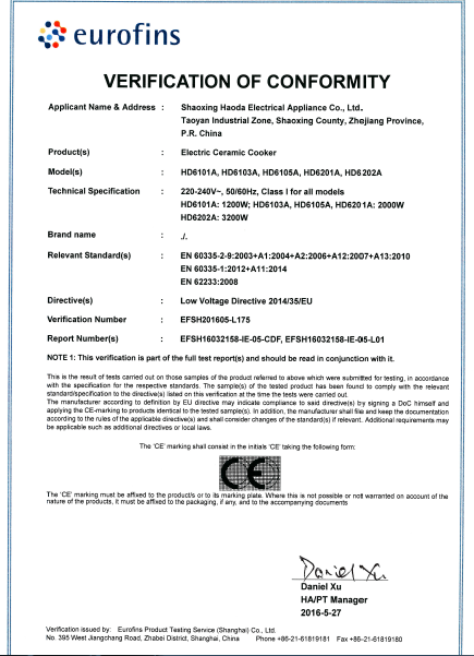 lVD CERT_mechanical ceramic cooker