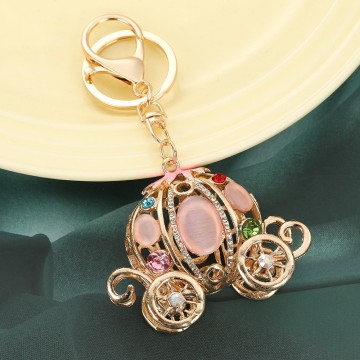 Metal Pumpkin Keychain with Rhinestones