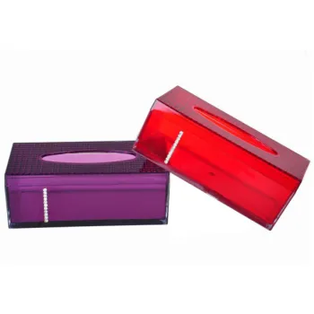 Rectangle Translucent Plastic Tissue Box Cover with Diamond Inlay