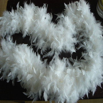 Hot Sale 90g Cheap White Turkey Chandelle Feather Boa