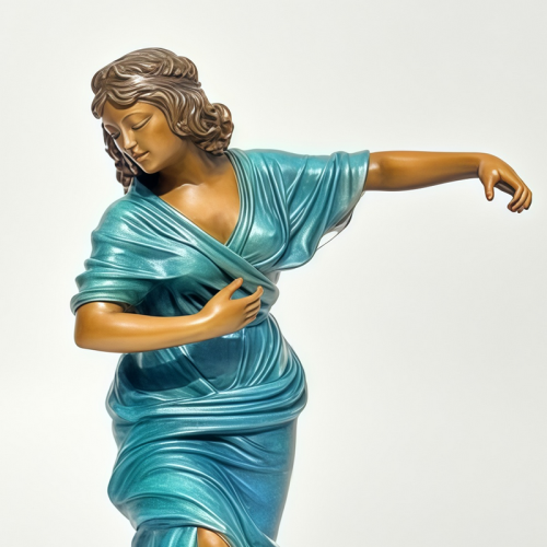 Elegant Bronze Dancer Duo with Silk-Drape Robes