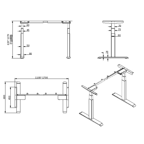 Modern Desk Height Adjustable Standing Table Desk