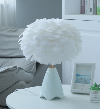 Modern Minimalist Bedroom Bedside Ceramic Feather Desk Lamp for Living Room Decor
