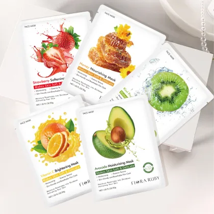 Nature Fruit Plant Aloe Avocado Rose Hydrogel Whitening Moisturizing Facial Mask with Vitamin C