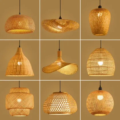Bamboo Woven Chandelier: Chinese & Japanese Style Restaurant Lamp