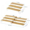 Bamboo Expandable Spice Rack 3 Tier Step Shelf