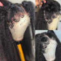 Kinky moja kwa moja 4c edges lace mbele wigs