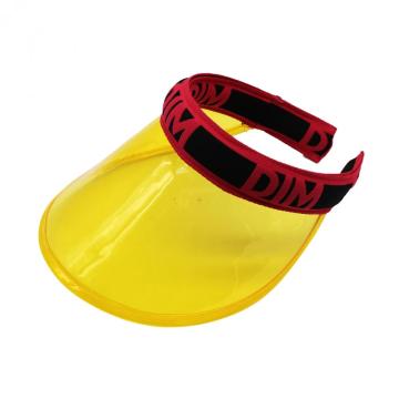 Yellow sun visor cap plastic PVC summer hat