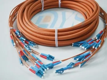 Orange Optical Fiber Patch Cord , Pre-terminated Fibre Optic Cable Lc