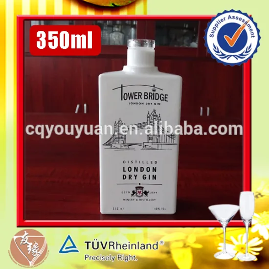 spirits packaging light weight flat square decaled wholesale 35cl flask fancy vodka bottles