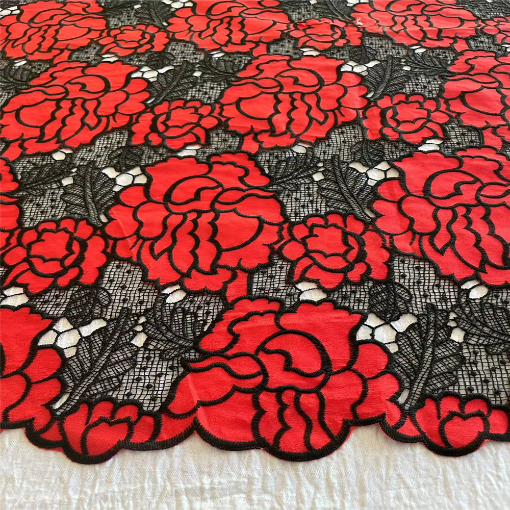 Fancy Laser Embroidery on Chemical Lace Fabric