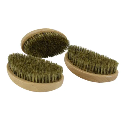 100% Boar Bristles Wave Curved Vent Hair Men's Beard Care Brush Palm Massage