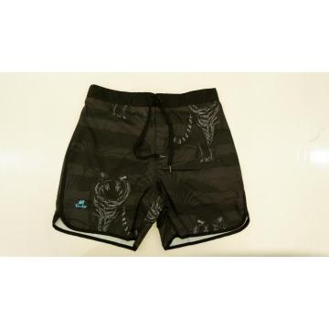 Short de plage masculin rayé avec tigre imprimé