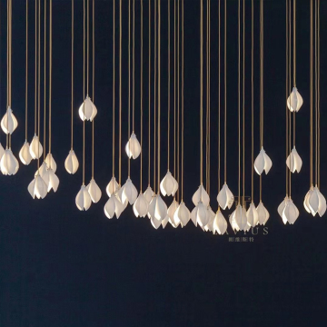 Modern Villa Wedding Staircase LED Chandelier with Orchid Flowers
