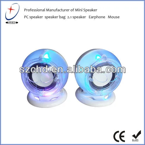 2.0 USB loudspeakers with flashing led light for computer