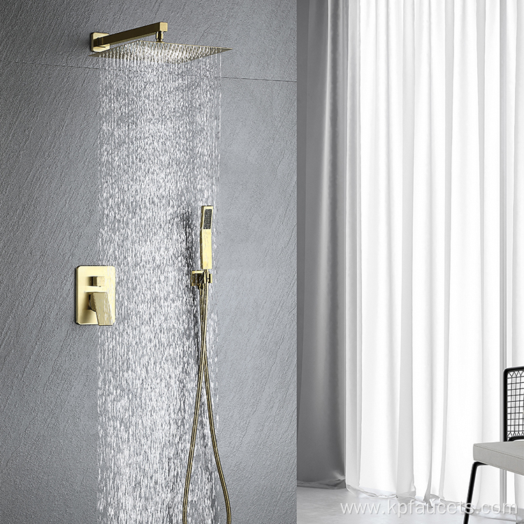 Brushed Brass Wall Mounted Concealed Shower Set