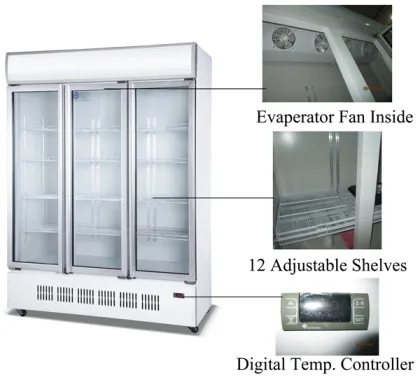 1200L 3 glass door upright refrigerator LG-1200M3/W