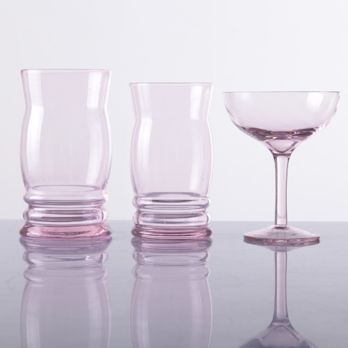 Mundgeblasenes Glas Rosa Set Glaswaren