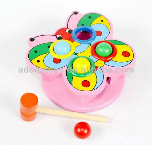 Wooden Cat Hammer Bench - butterfly