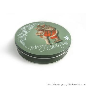 Round tin CD case, Christmas gift tin
