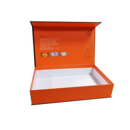High quality orange cosmetics paper magnetic gift box