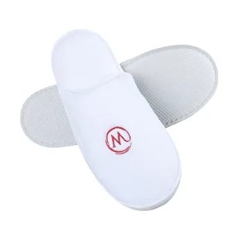 Customized Velour Coral Fleece Hotel Slippers with Embroidered Logo