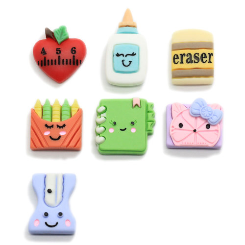 Kawaii Schoolartikelen Potlood Notebook Gum Plaksteen Hars Cabochons Versieringen Diy Scrapbooking Haarstrikaccessoires